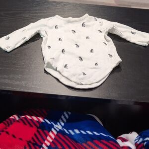 Janie and Jack White Long Sleeve Penguin Tee